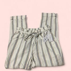 Morgan Taylor White and Blue Striped Linen Pants Size XL New with Tags NWT